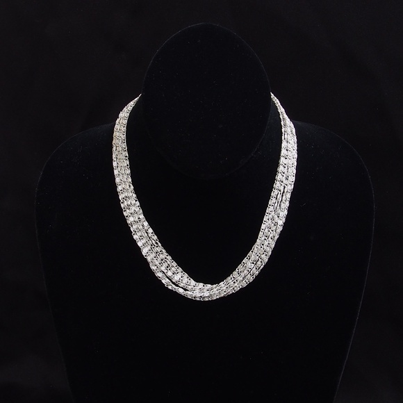 Sarah Coventry Jewelry - Greek Link Chain Choker 8-Strand Stunning Necklace